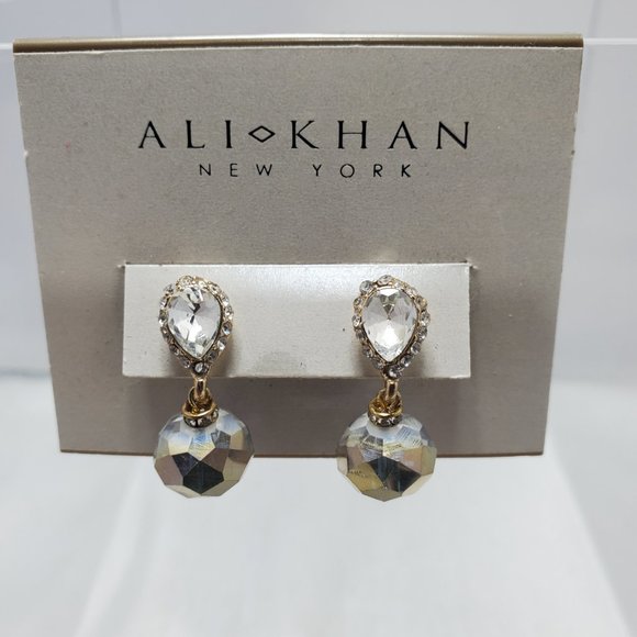 Ali Khan Hematite faceted glass bead with gold and rhinestone pierced … - Picture 7 of 12